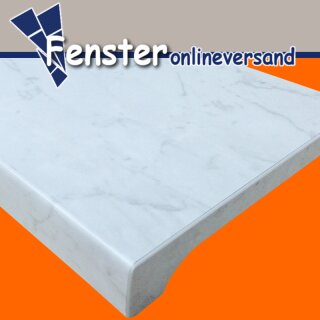 Werzalit Fensterbank Exclusiv Marmor Bianco Tiefe 200 mm 600 mm lang mit Kunststoffabschluss