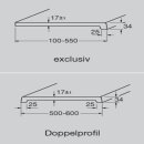 Werzalit Fensterbank Exclusiv Metallic Tiefe 250 mm 2400 mm lang mit Kunststoffabschluss