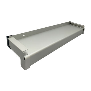 Aluminium Fensterbank silber EV1, Ausladung: 90 mm, Rasterlänge: 1500 mm Aluminiumgleitabschluss (Paar)