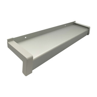 Aluminium Fensterbank silber EV1, Ausladung: 130 mm, Rasterlänge: 1000 mm Kunststoffgleitabschluss (Paar)