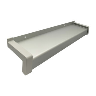 Aluminium Fensterbank silber EV1, Ausladung: 195 mm, Rasterlänge: 1800 mm Kunststoffgleitabschluss (Paar)