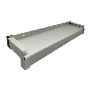 Aluminium Fensterbank silber EV1, Ausladung: 280 mm, Rasterlänge: 1000 mm Aluminiumgleitabschluss (Paar)