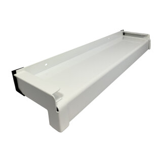 Aluminium Fensterbank weiß, Ausladung: 180 mm, Rasterlänge: 1100 mm Aluminiumgleitabschluss (Paar)