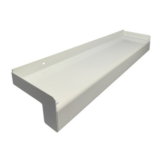 Aluminium Fensterbank weiß, Ausladung: 225 mm, Rasterlänge: 600 mm Aluminiumabschluss ohne Putzkante (Paar)