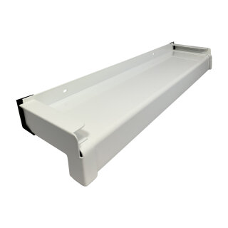 Aluminium Fensterbank weiß, Ausladung: 260 mm, Rasterlänge: 1100 mm Aluminiumgleitabschluss (Paar)